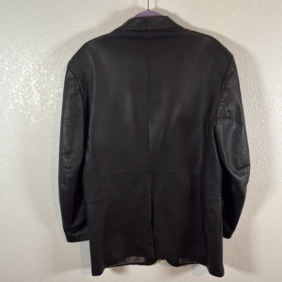Stafford Black Leather 2 Button Blazer Sport Coat Size Medium - Picture 4 of 7
